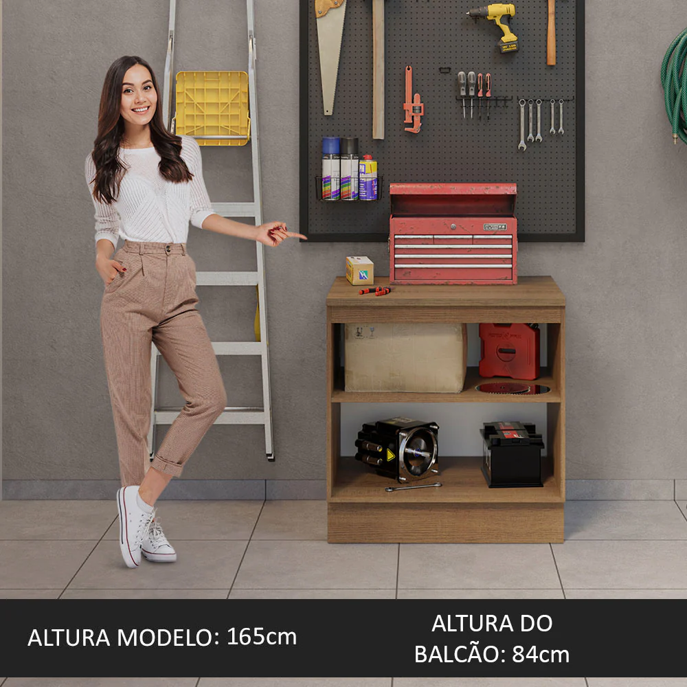 Balcão Multiuso 80cm 2 Portas Rustic/Branco Agata Madesa - Image 5