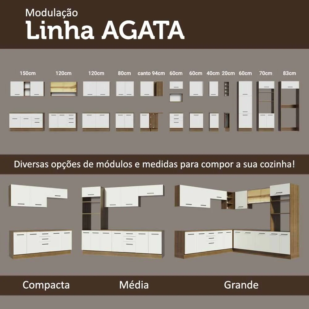 Balcão Multiuso 80cm 2 Portas Rustic/Branco Agata Madesa - Image 8