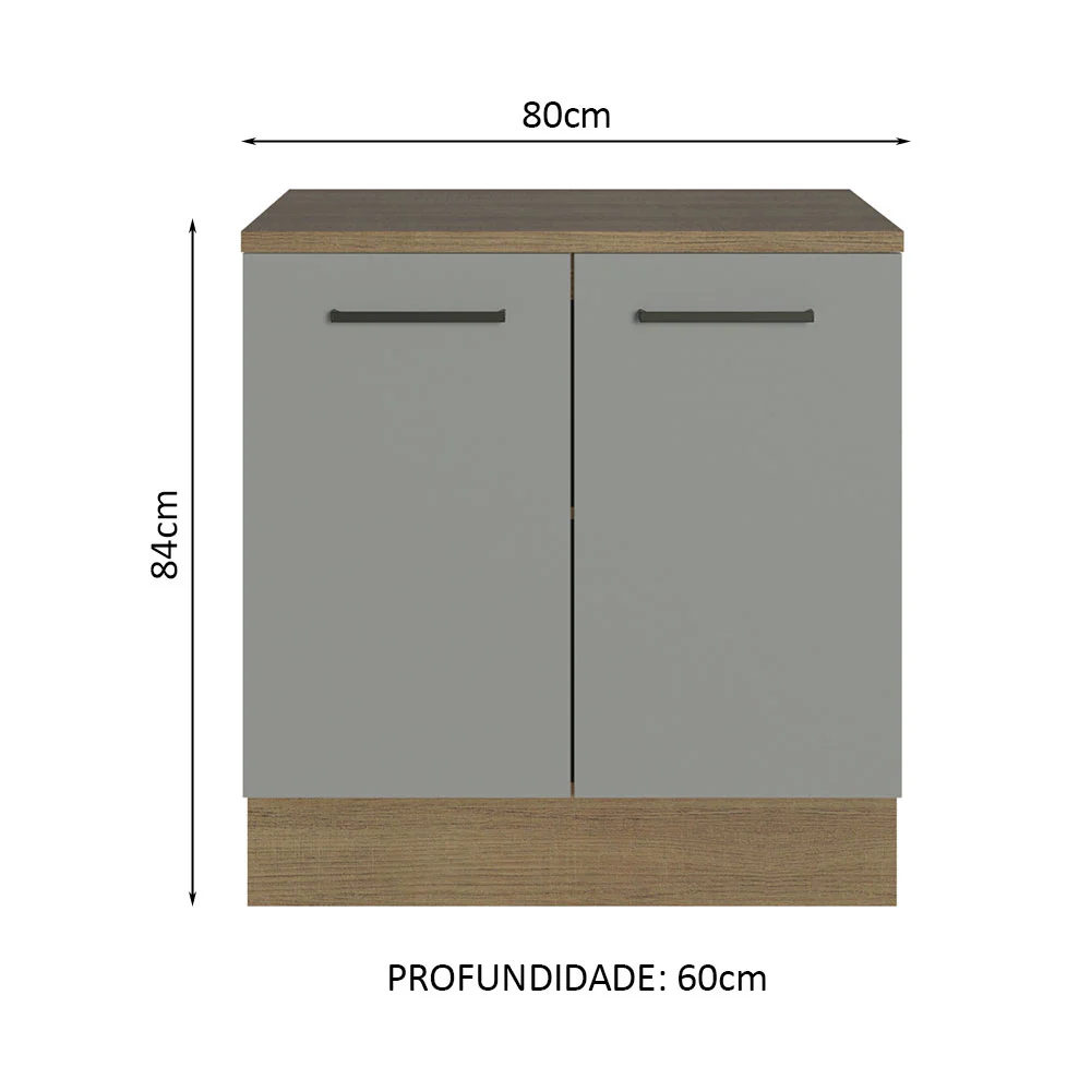 Balcão Multiuso 80cm 2 Portas Rustic/Cinza Agata Madesa - Image 3