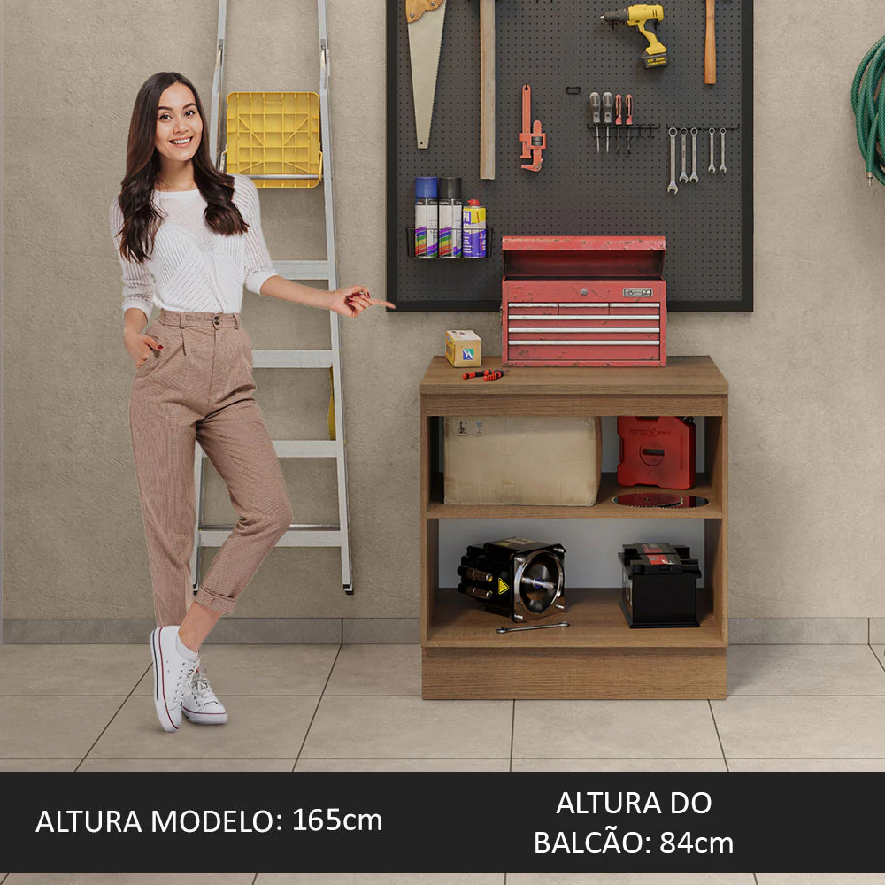 Balcão Multiuso 80cm 2 Portas Rustic/Cinza Agata Madesa - Image 5