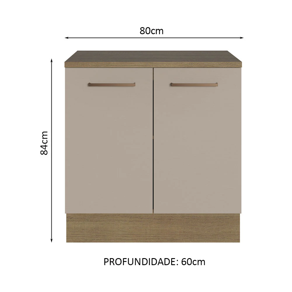 Balcão Multiuso 80cm 2 Portas Rustic/Crema Agata Madesa - Image 3