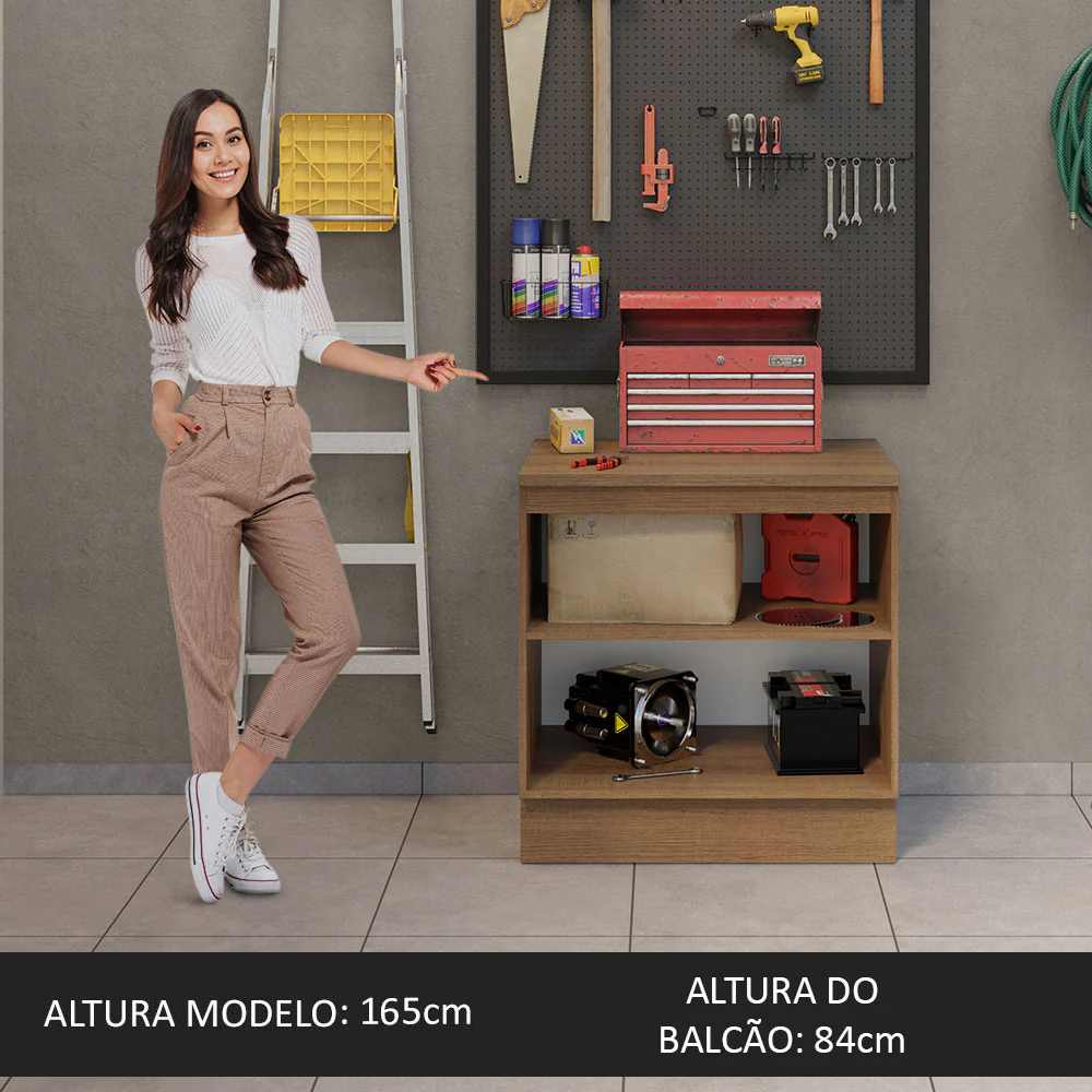 Balcão Multiuso 80cm 2 Portas Rustic/Crema Agata Madesa - Image 5