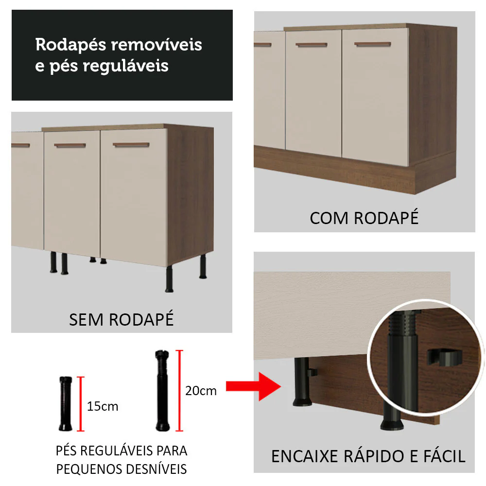 Balcão Multiuso 80cm 2 Portas Rustic/Crema Agata Madesa - Image 7