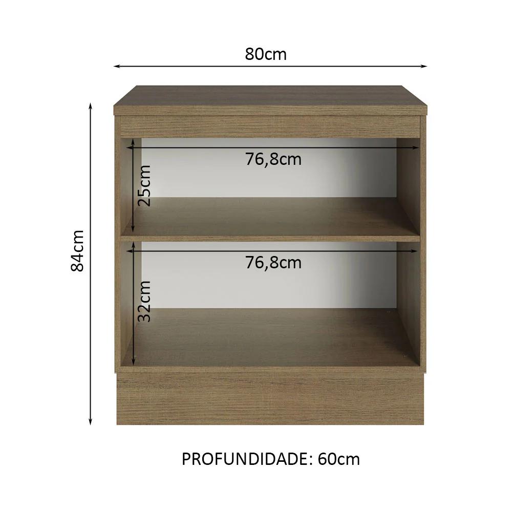 Balcão Multiuso 80cm 2 Portas Rustic/Preto Agata Madesa - Image 4