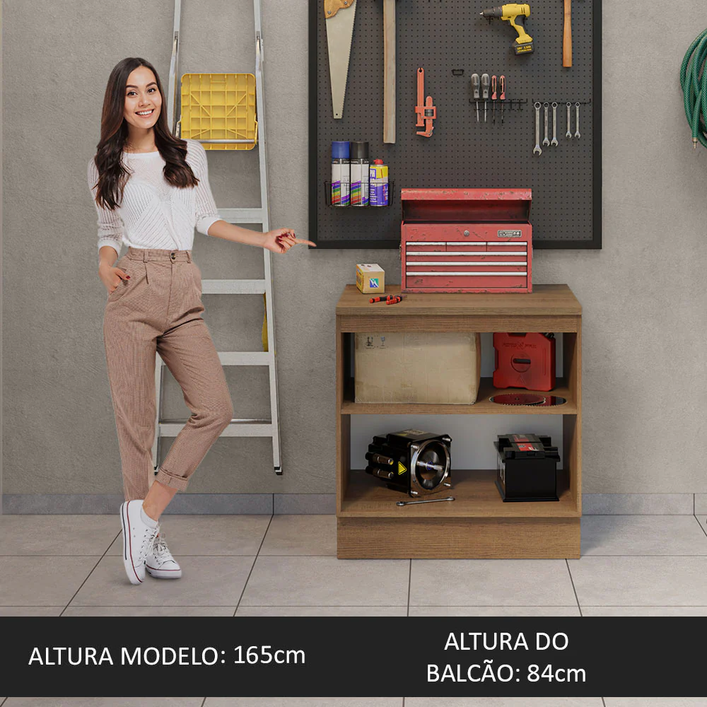 Balcão Multiuso 80cm 2 Portas Rustic/Preto Agata Madesa - Image 5