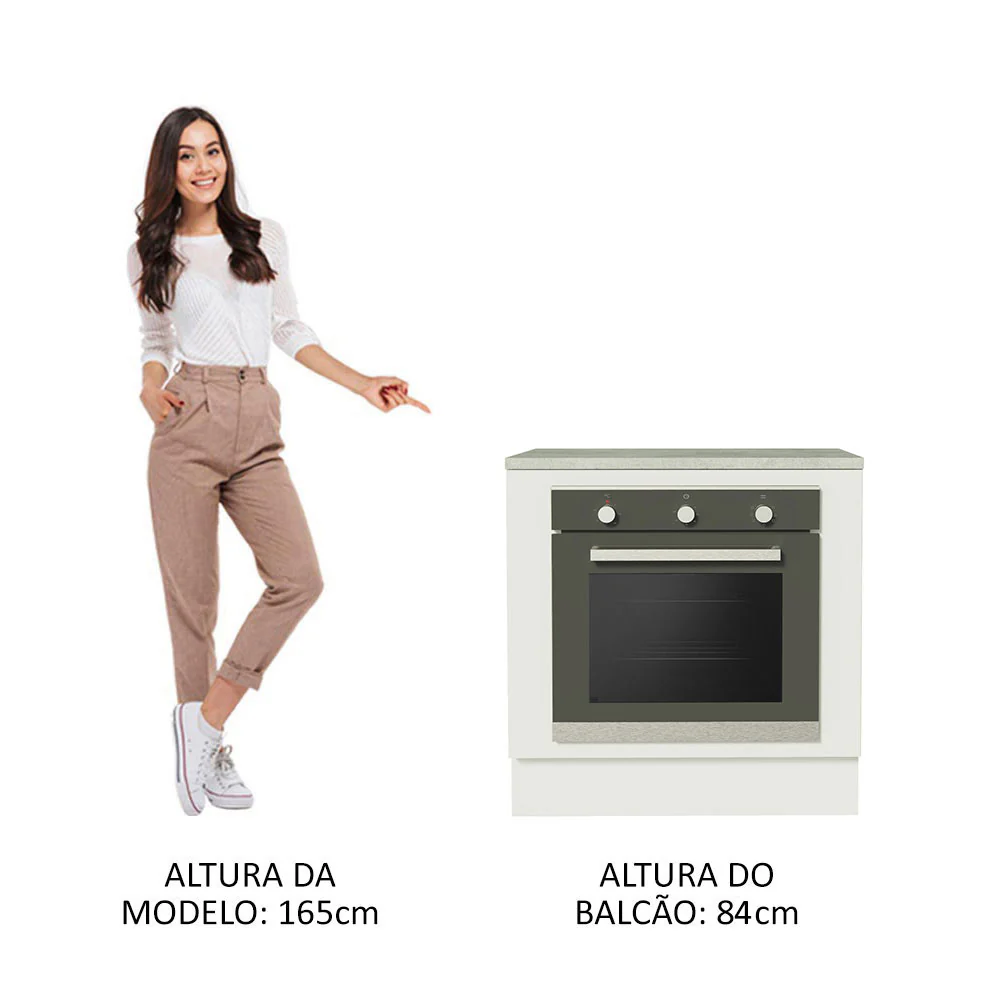 Balcão para Forno de Embutir 80 x 60 cm Com Tampo Branco Agata, Glamy, Lux, Stella Madesa - Image 5