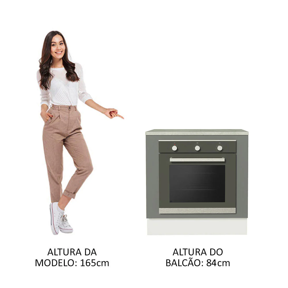 Balcão para Forno de Embutir 80 x 60 cm Com Tampo Branco/Cinza Agata Madesa - Image 5