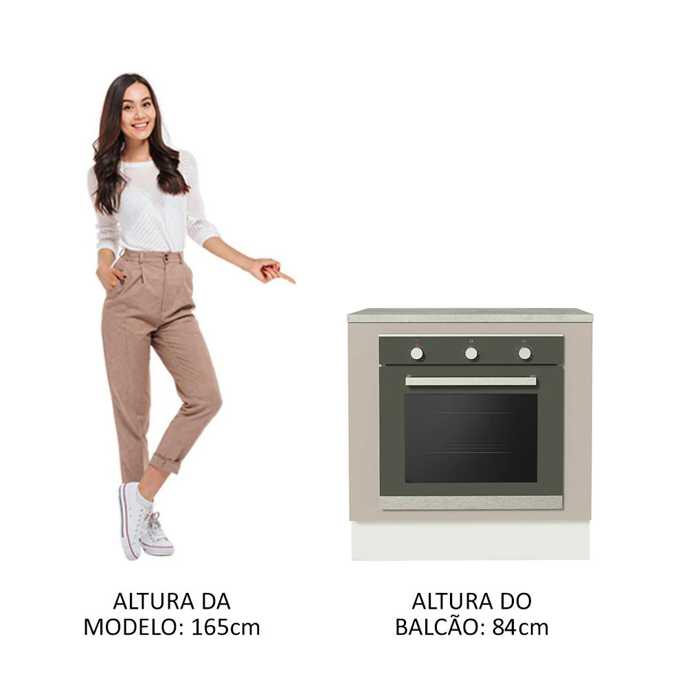 Balcão para Forno de Embutir 80 x 60 cm Com Tampo Branco/Crema Agata Madesa - Image 5