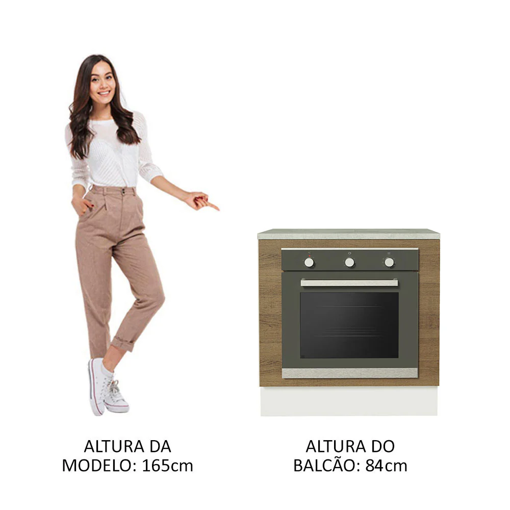 Balcão para Forno de Embutir 80 x 60 cm Com Tampo Branco/Rustic Glamy, Stella Madesa - Image 5