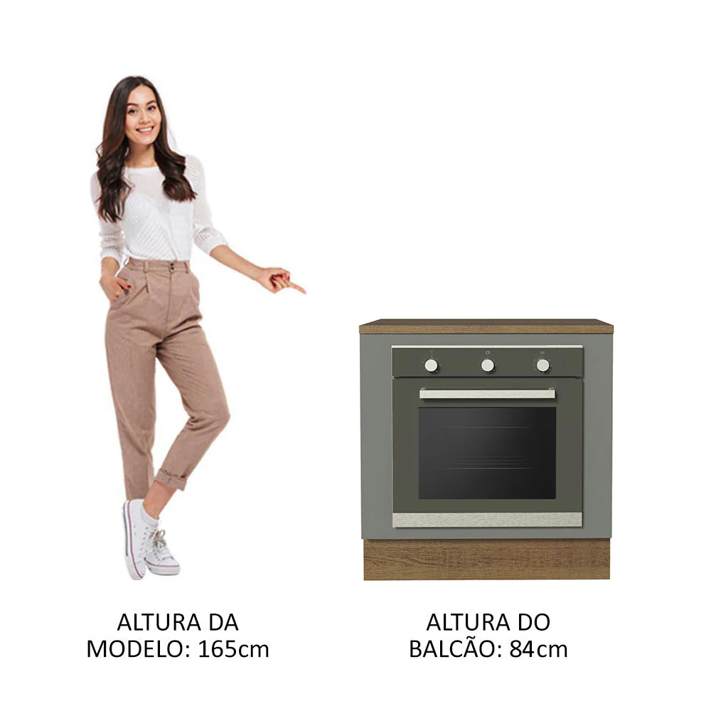 Balcão para Forno de Embutir 80 x 60 cm Com Tampo Rustic/Cinza Agata Madesa - Image 5