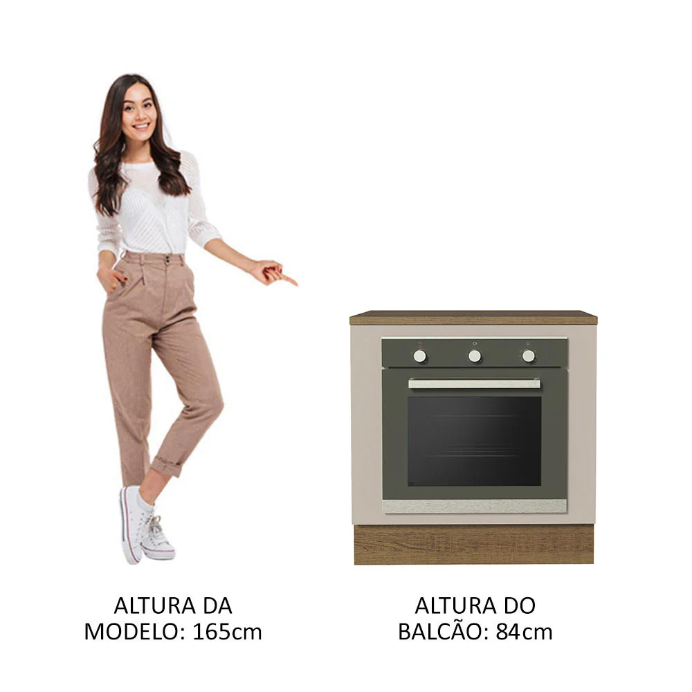 Balcão para Forno de Embutir 80 x 60 cm Com Tampo Rustic/Crema Agata Madesa - Image 5