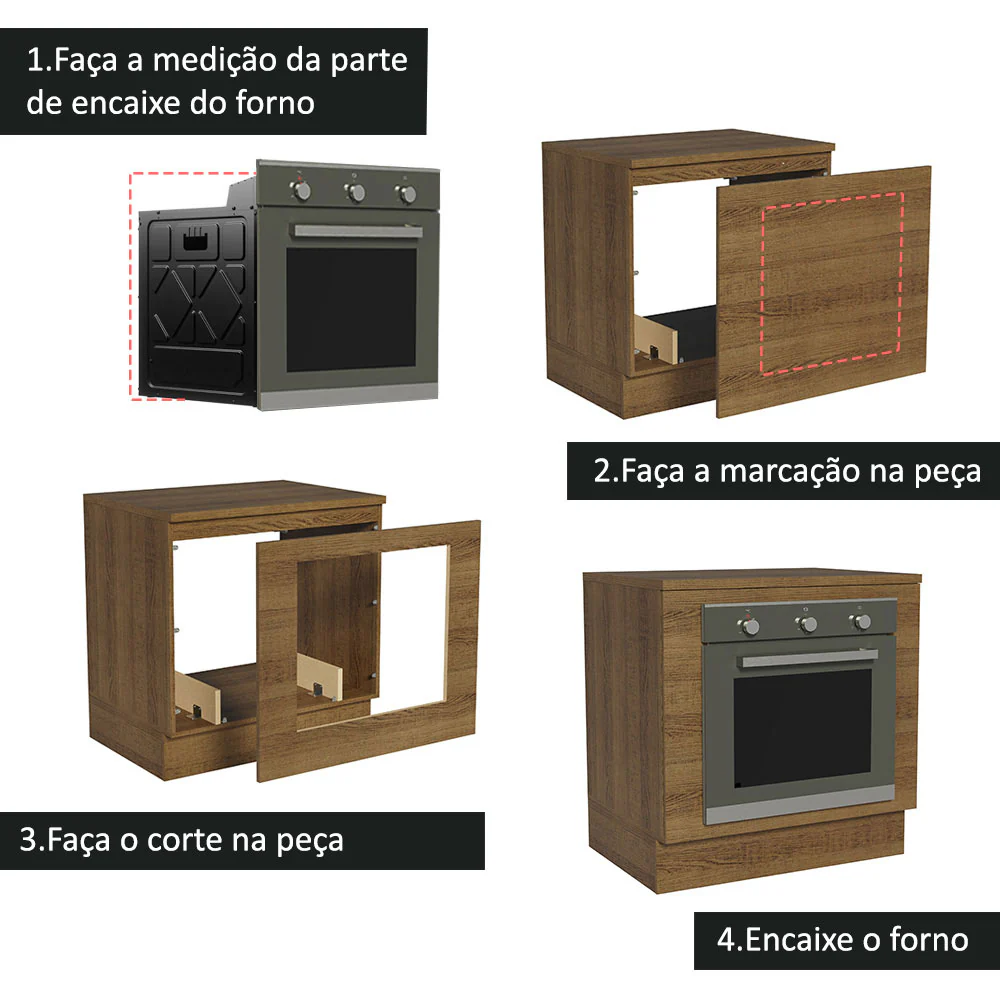 Balcão para Forno de Embutir 80 x 60 cm Com Tampo Rustic Glamy, Lux, Stella Madesa - Image 4