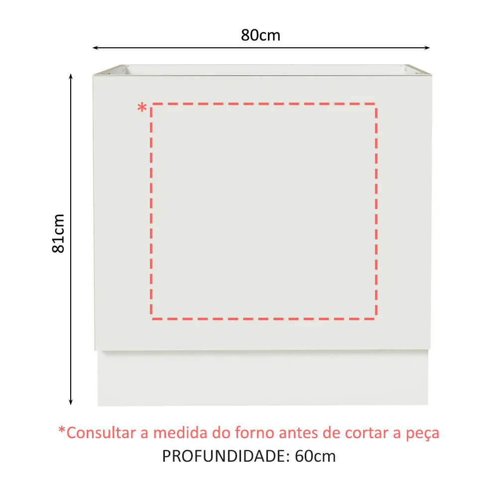Balcão para Forno de Embutir 80 x 60 cm Sem Tampo Branco Agata, Glamy, Lux, Stella Madesa - Image 2