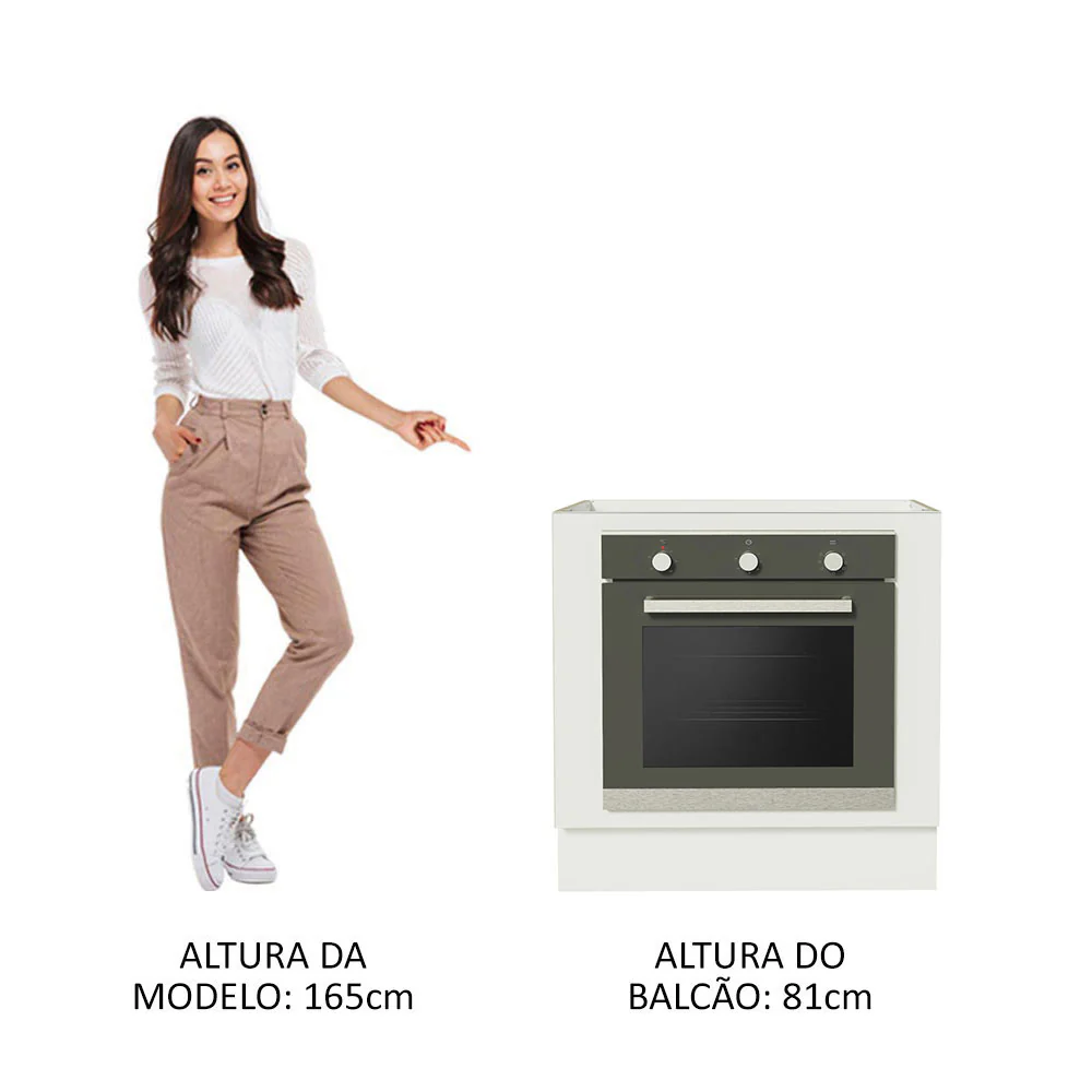 Balcão para Forno de Embutir 80 x 60 cm Sem Tampo Branco Agata, Glamy, Lux, Stella Madesa - Image 5