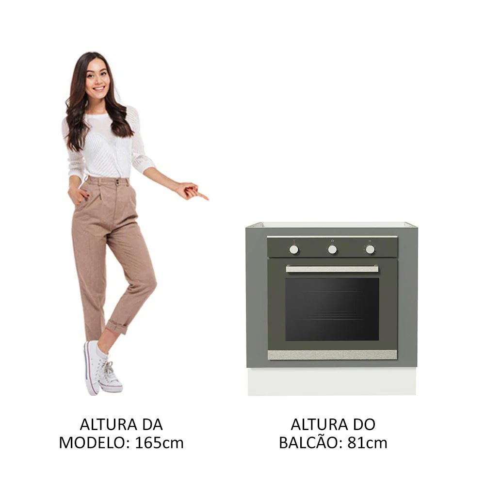 Balcão para Forno de Embutir 80 x 60 cm Sem Tampo Branco/Cinza Agata Madesa - Image 5
