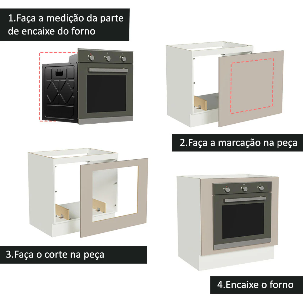 Balcão para Forno de Embutir 80 x 60 cm Sem Tampo Branco/Crema Agata Madesa - Image 4