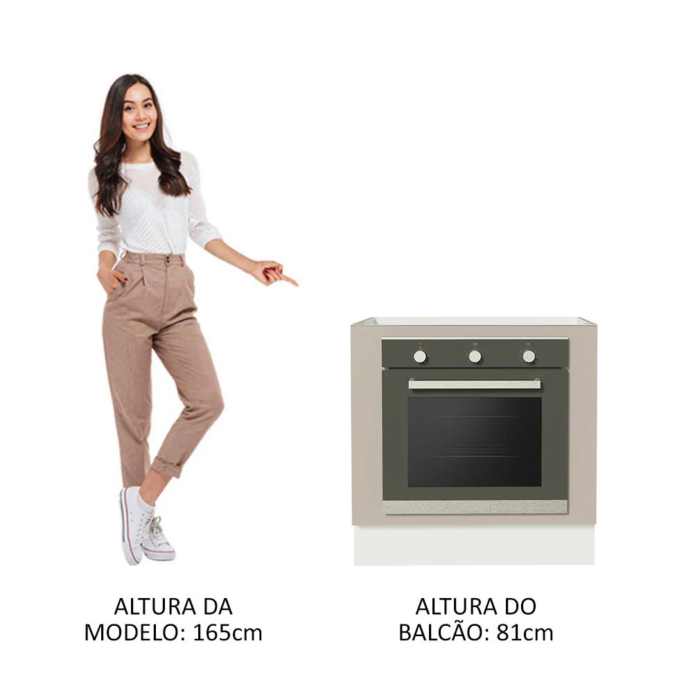 Balcão para Forno de Embutir 80 x 60 cm Sem Tampo Branco/Crema Agata Madesa - Image 5
