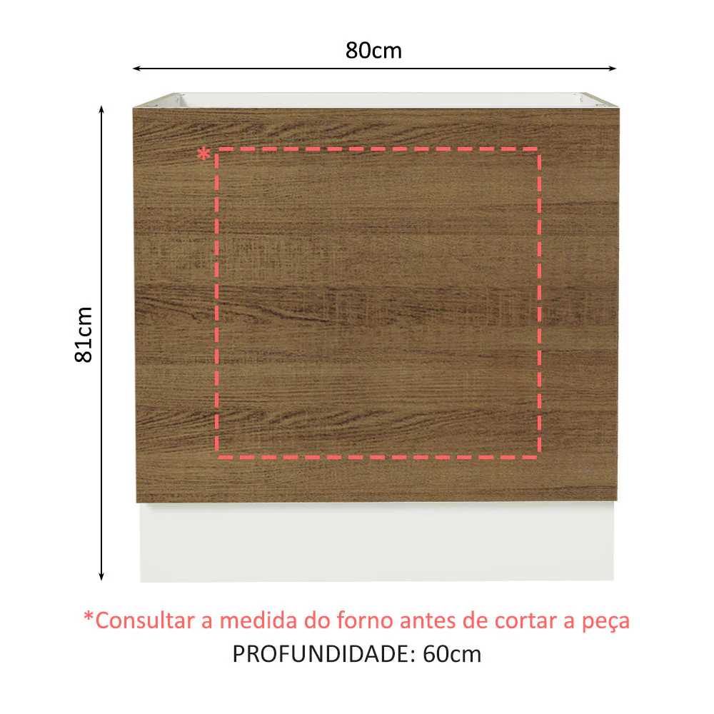 Balcão para Forno de Embutir 80 x 60 cm Sem Tampo Branco/Rustic Glamy, Stella Madesa - Image 2