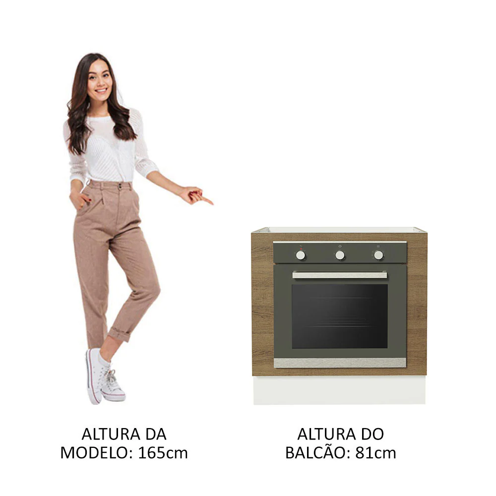 Balcão para Forno de Embutir 80 x 60 cm Sem Tampo Branco/Rustic Glamy, Stella Madesa - Image 5