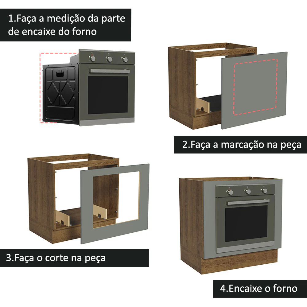 Balcão para Forno de Embutir 80 x 60 cm Sem Tampo Rustic/Cinza Agata Madesa - Image 4