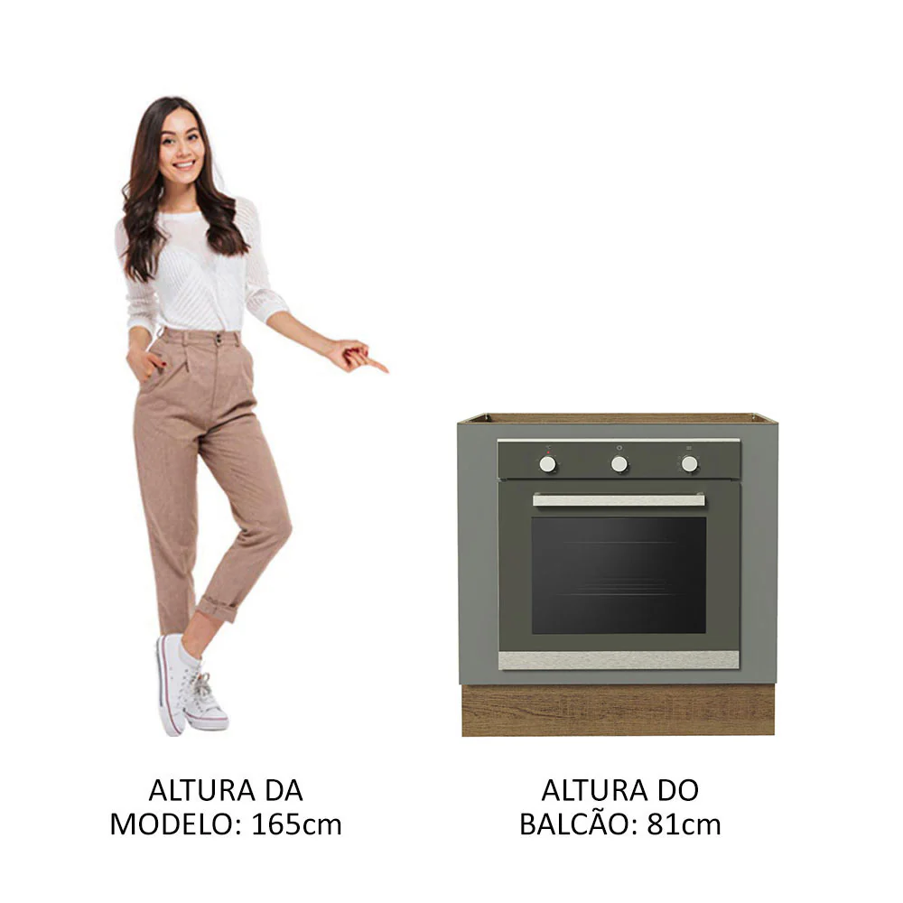 Balcão para Forno de Embutir 80 x 60 cm Sem Tampo Rustic/Cinza Agata Madesa - Image 5