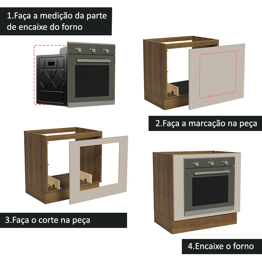Balcão para Forno de Embutir 80 x 60 cm Sem Tampo Rustic/Crema Agata Madesa - Image 4