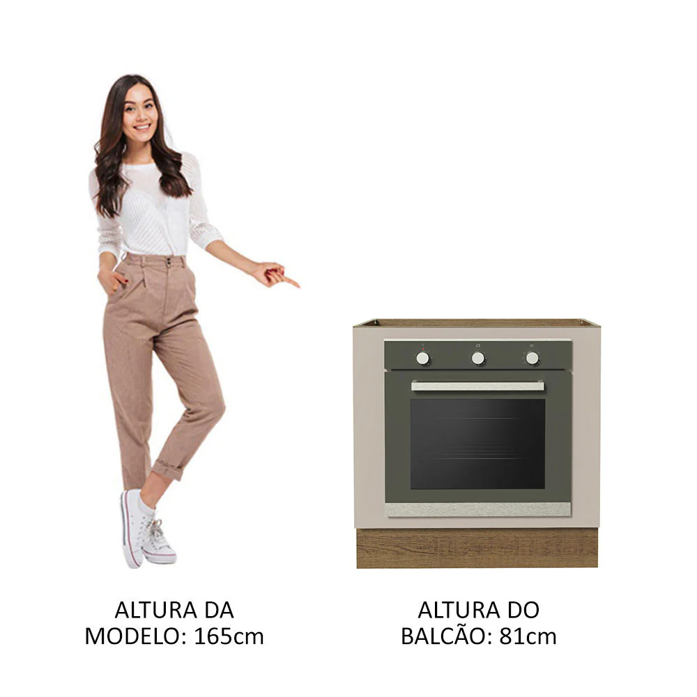 Balcão para Forno de Embutir 80 x 60 cm Sem Tampo Rustic/Crema Agata Madesa - Image 5