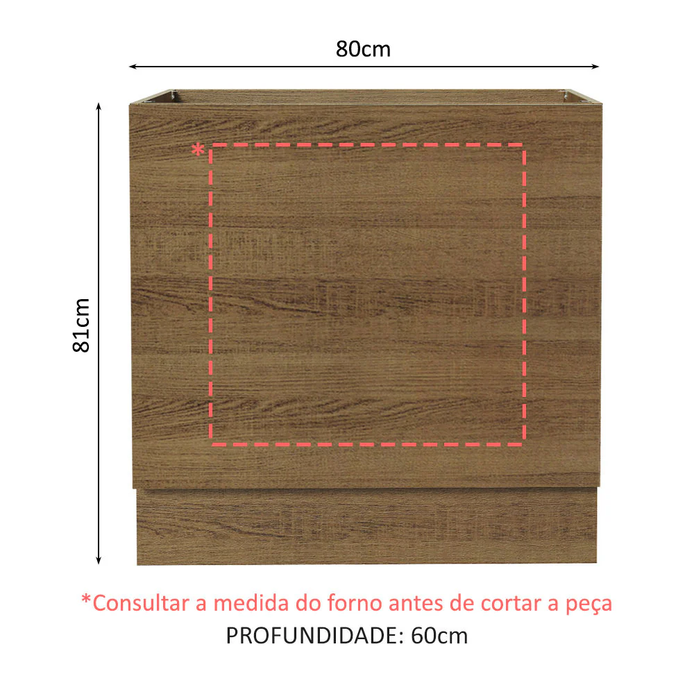 Balcão para Forno de Embutir 80 x 60 cm Sem Tampo Rustic Glamy, Lux, Stella Madesa - Image 2