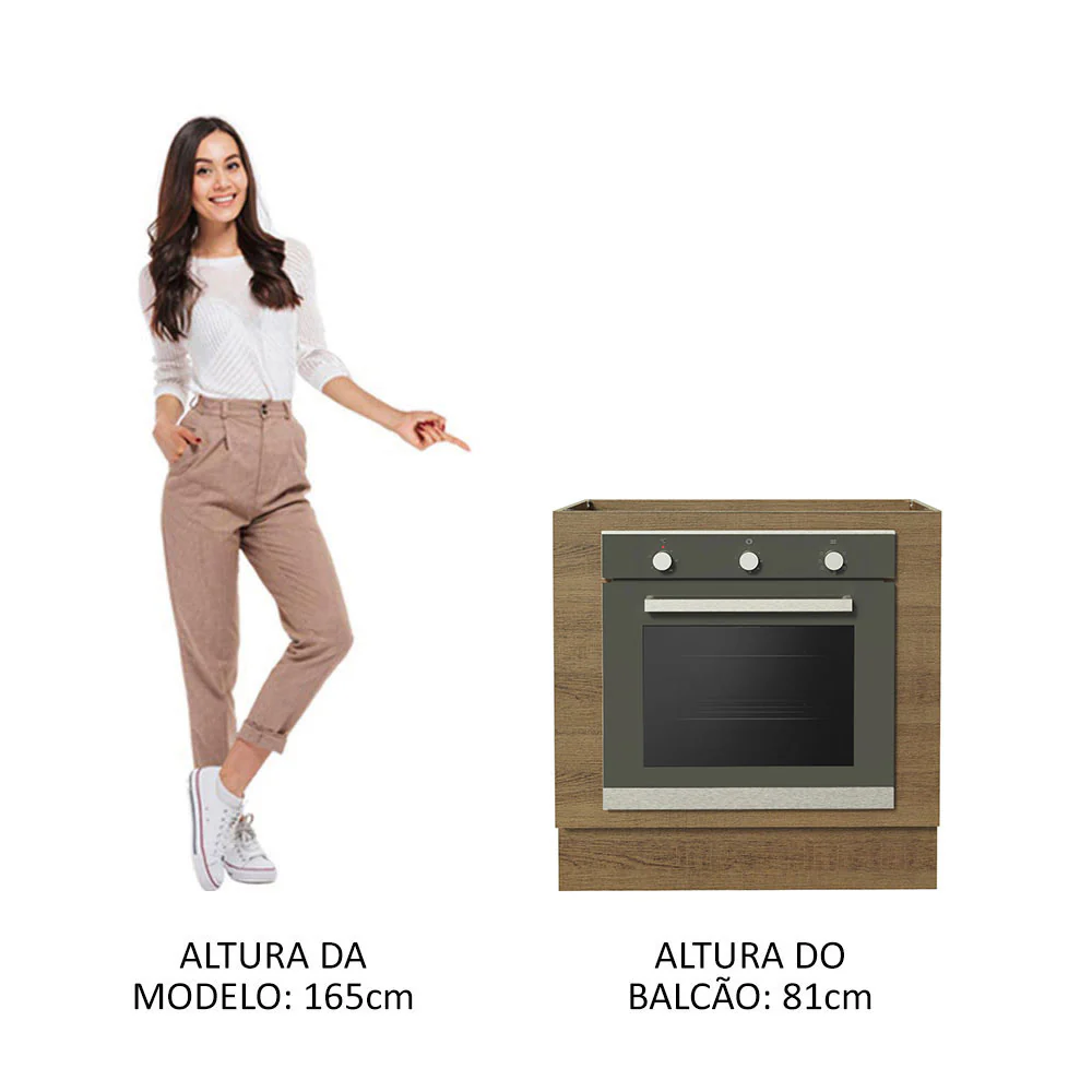 Balcão para Forno de Embutir 80 x 60 cm Sem Tampo Rustic Glamy, Lux, Stella Madesa - Image 5