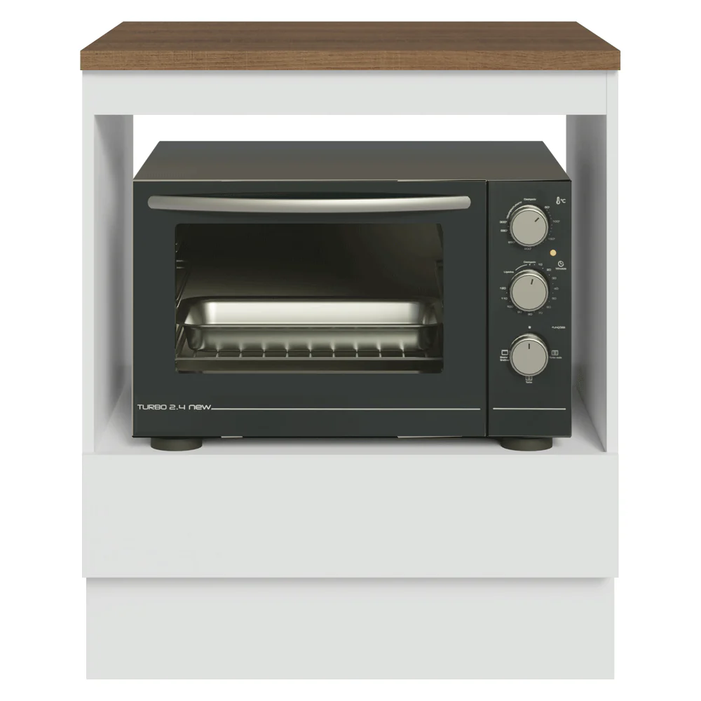 Balcão para Forno/Micro-ondas 70 x 60 cm 1 Gaveta Branco Tampo Rustic Madesa - Image 7