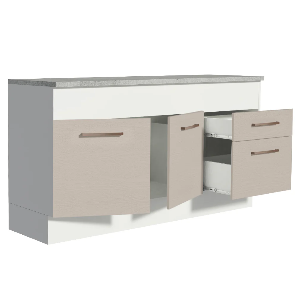 Balcão 150 cm 2 Portas e 2 Gavetas (Com Tampo) Branco/Crema Agata Madesa - Image 3