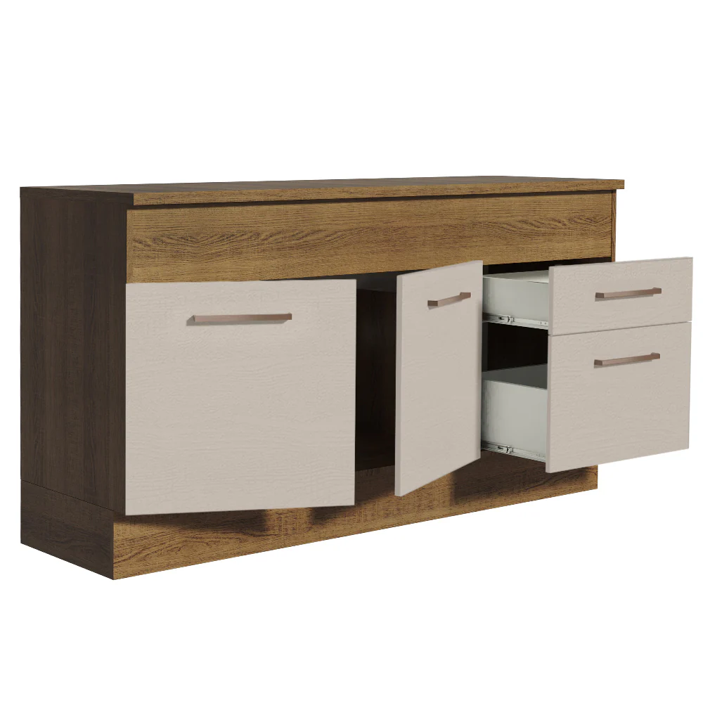 Balcão 150 cm 2 Portas e 2 Gavetas (Com Tampo) Rustic/Crema Agata Madesa - Image 3