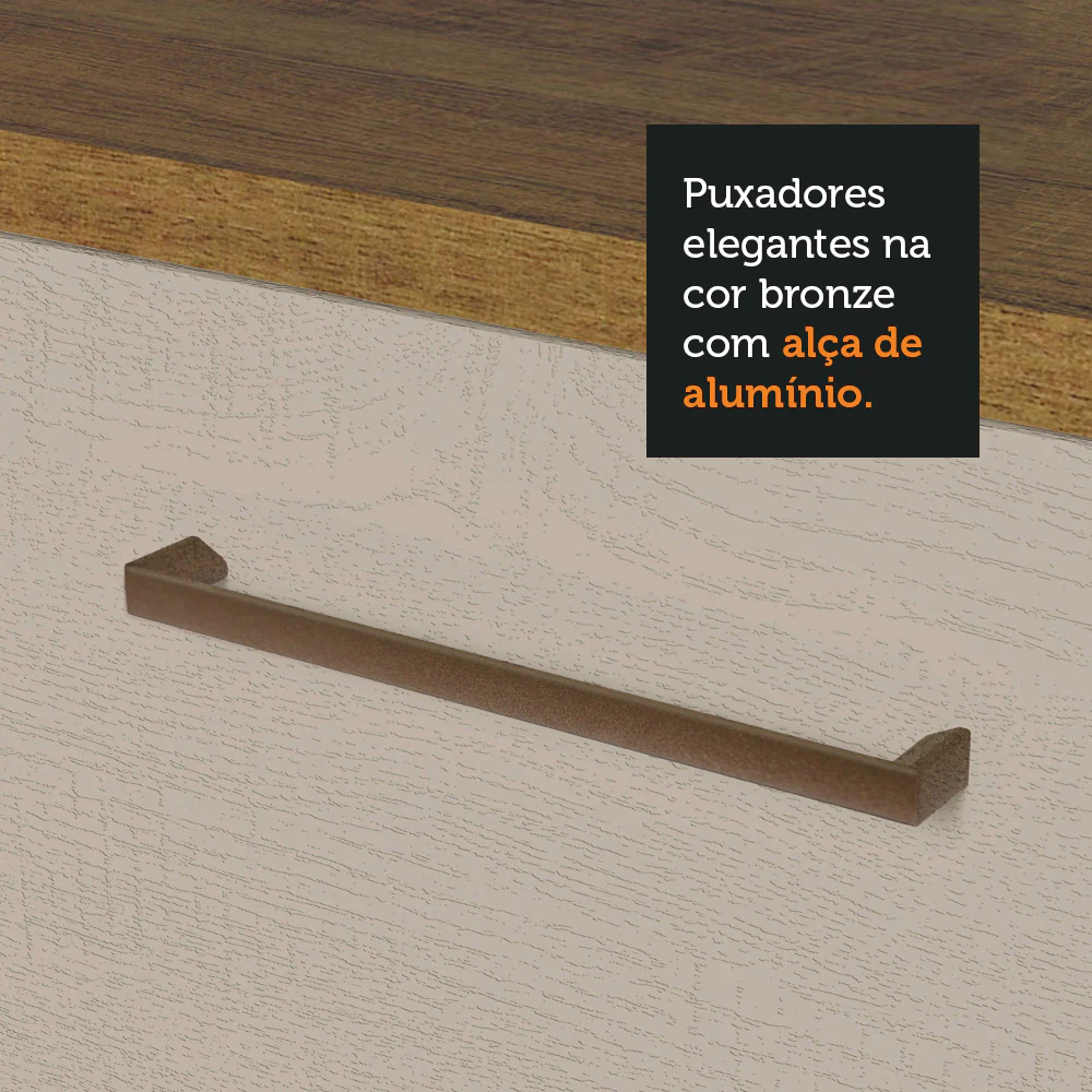 Balcão 150 cm 2 Portas e 2 Gavetas (Com Tampo) Rustic/Crema Agata Madesa - Image 6