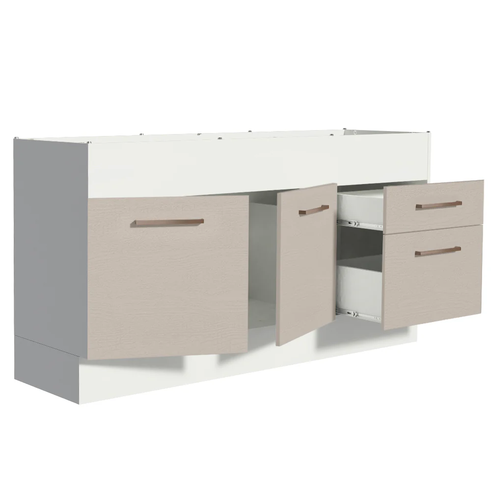 Balcão de Pia 150 cm 2 Portas e 2 Gavetas (Sem Tampo e Pia) Branco/Crema Agata Madesa - Image 3