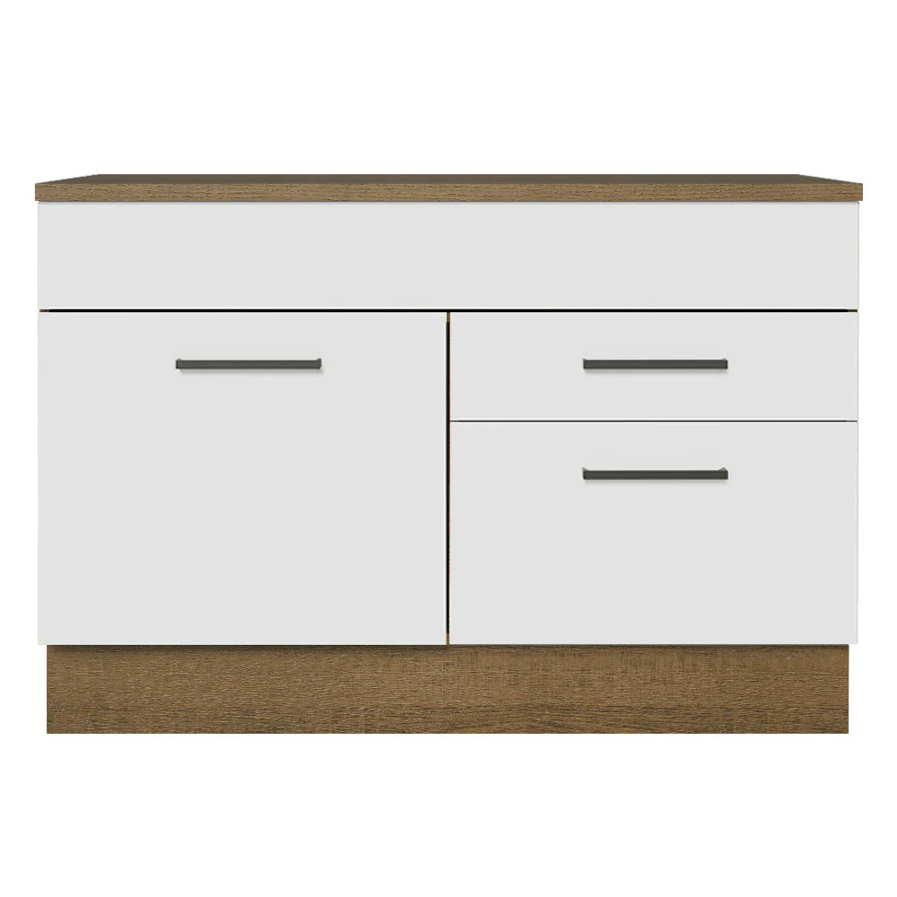 Balcão Cozinha 1 Porta e 2 Gavetas (Com Tampo) Rustic/Branco Agata Madesa - Image 3