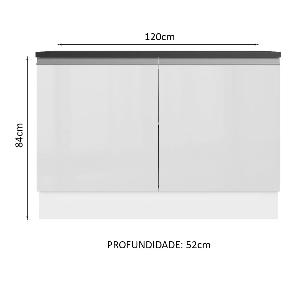 Balcão Cozinha 100% MDF 120 cm 2 Portas Branco Acordes Madesa - Image 2