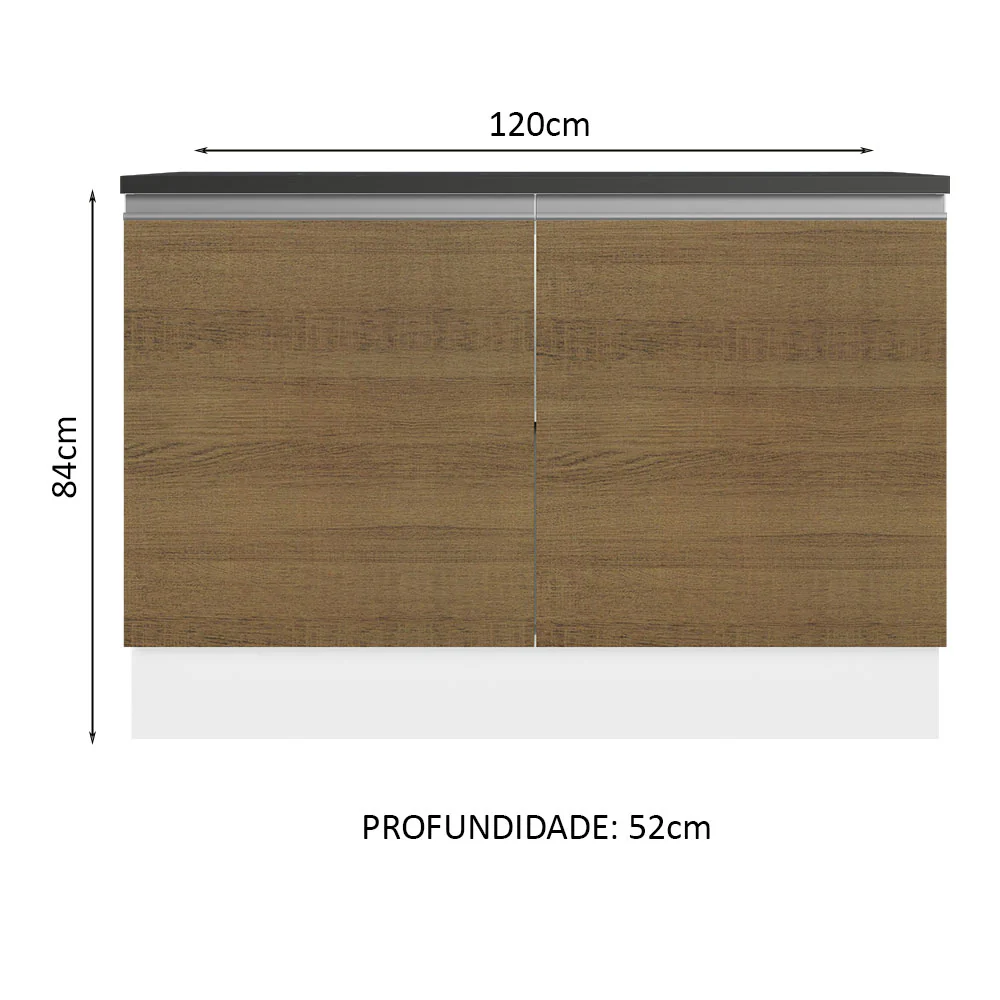 Balcão Cozinha 100% MDF 120 cm 2 Portas Branco/Rustic Acordes Madesa - Image 2