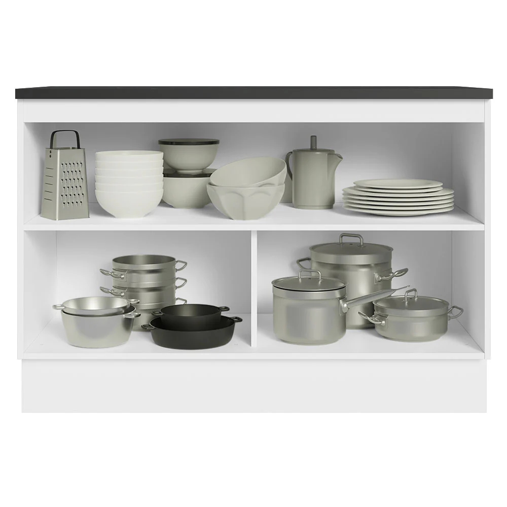 Balcão Cozinha 100% MDF 120 cm 2 Portas Branco/Rustic Acordes Madesa - Image 3