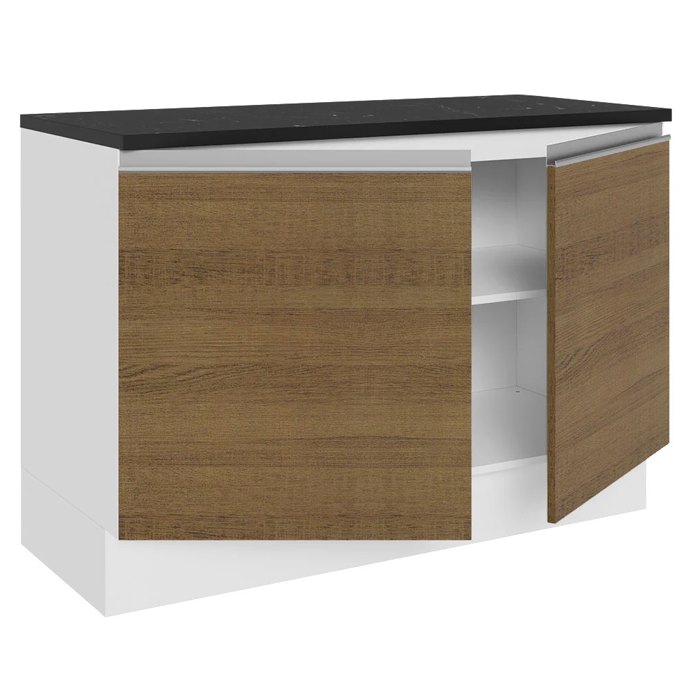Balcão Cozinha 100% MDF 120 cm 2 Portas Branco/Rustic Acordes Madesa - Image 5