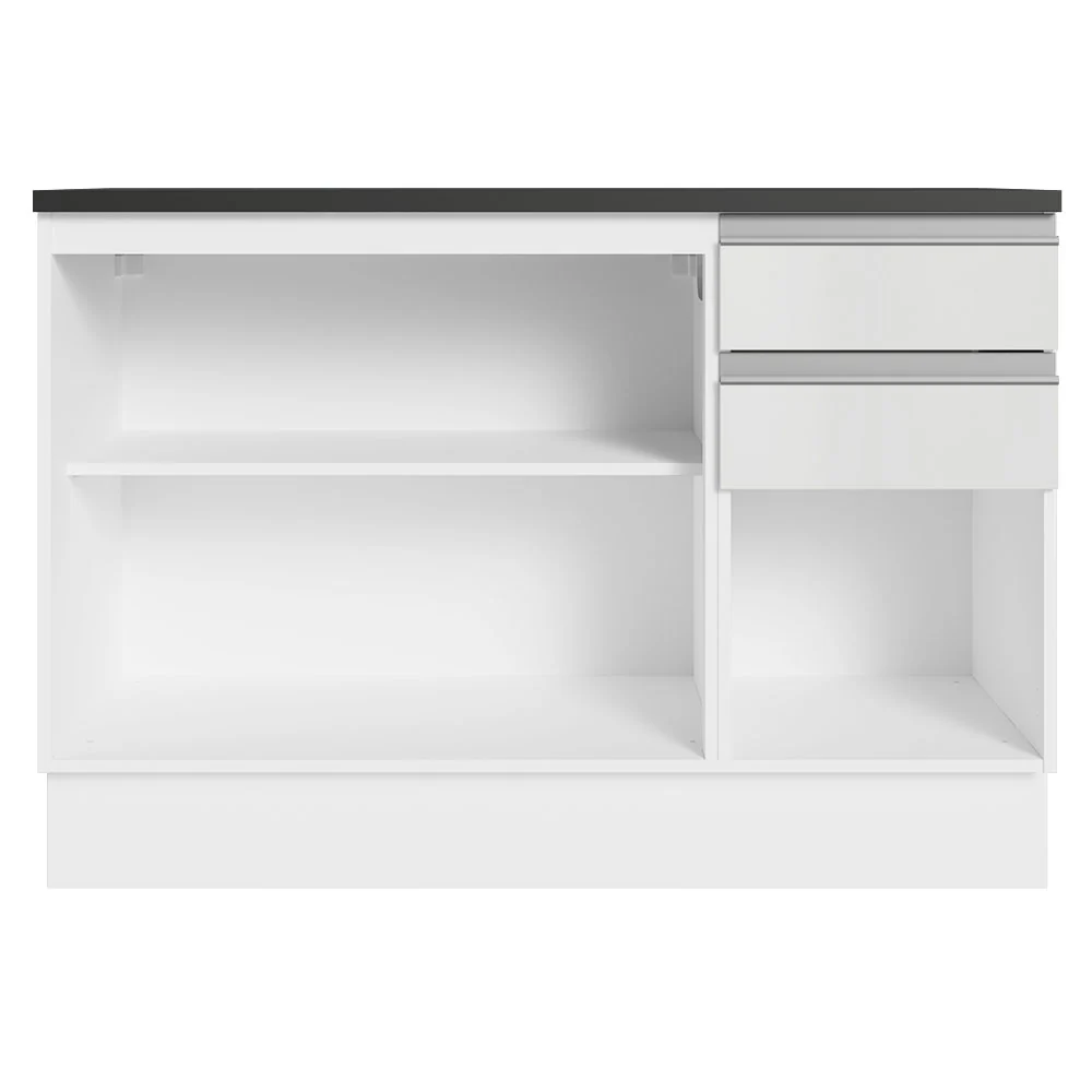 Balcão Cozinha 100% MDF 120 cm 3 Portas e 2 Gavetas Branco Acordes Madesa - Image 6