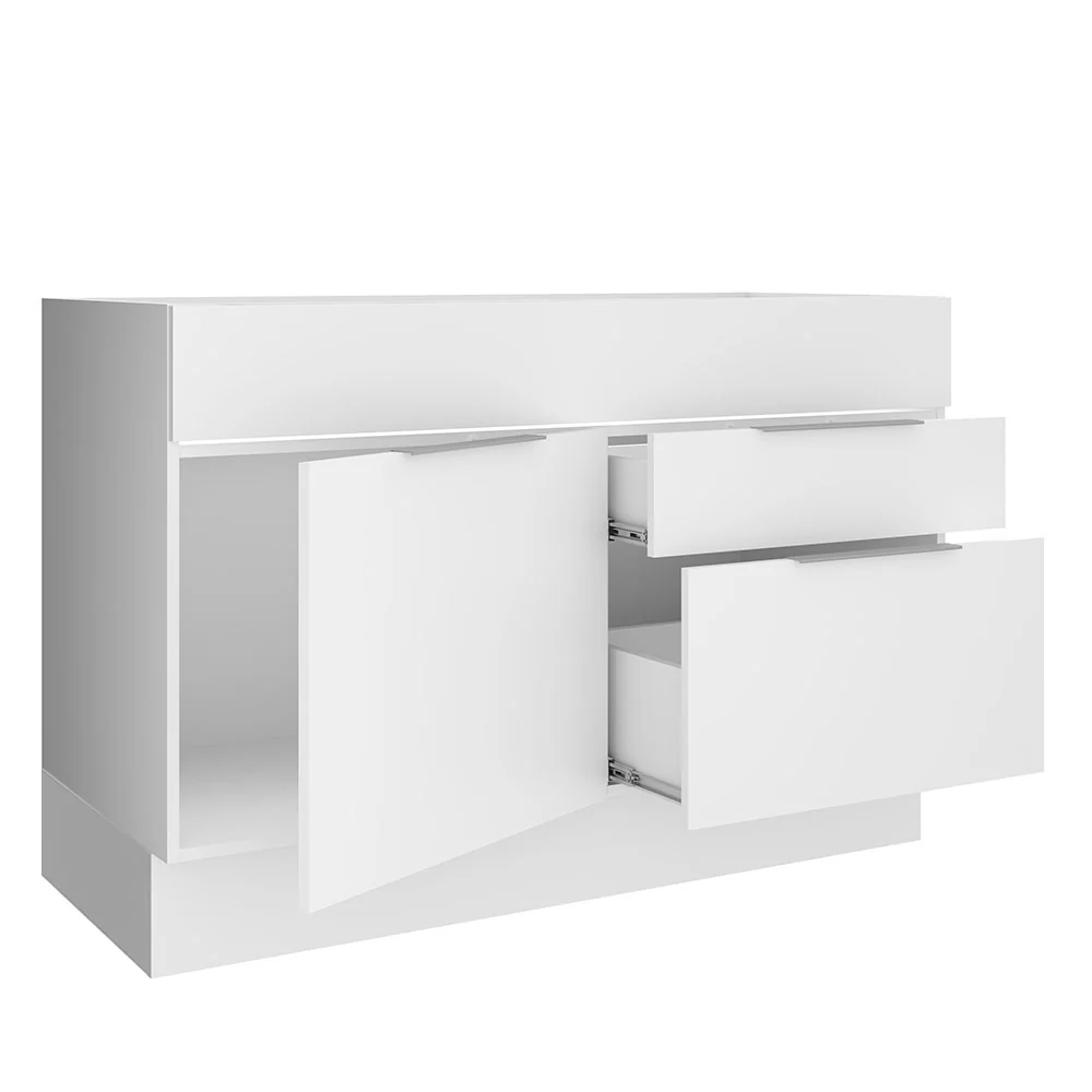 Balcão de Pia Cozinha 120 x 60 cm 1 Porta e 2 Gavetas (Sem Tampo) Branco Stella Madesa - Image 4