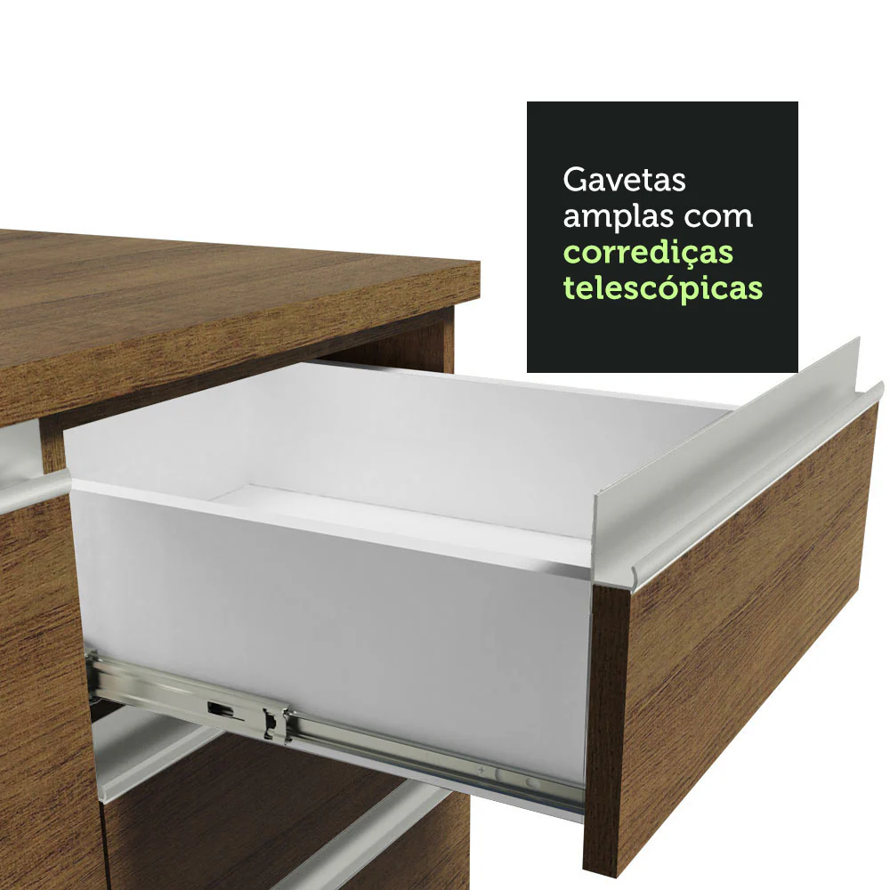 Balcão Cozinha 120 x 60 cm 2 Portas e 3 Gavetas (Com Tampo) Rustic Glamy Madesa - Image 7
