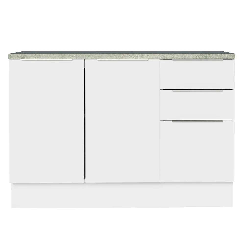 Balcão Cozinha 2 Portas e 3 Gavetas (Com Tampo) Branco Stella Madesa - Image 7