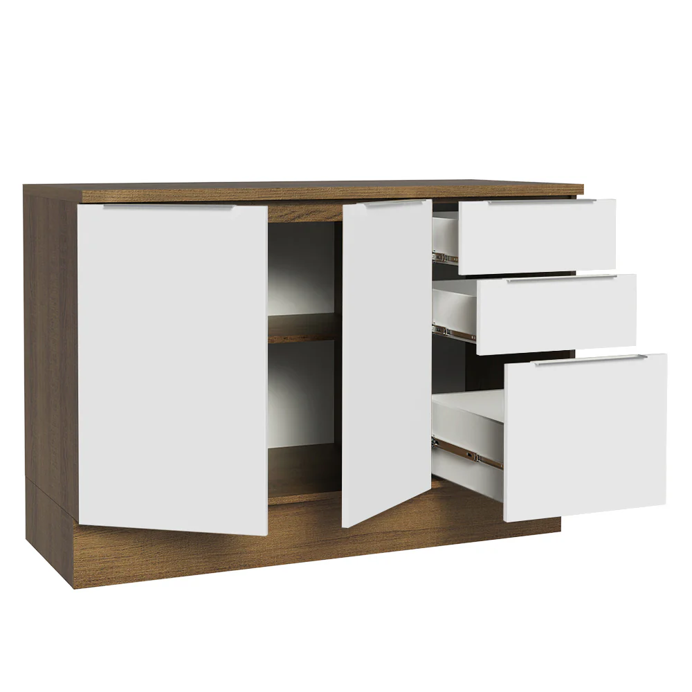 Balcão Cozinha 2 Portas e 3 Gavetas (Com Tampo) Rustic/Branco Stella Madesa - Image 5