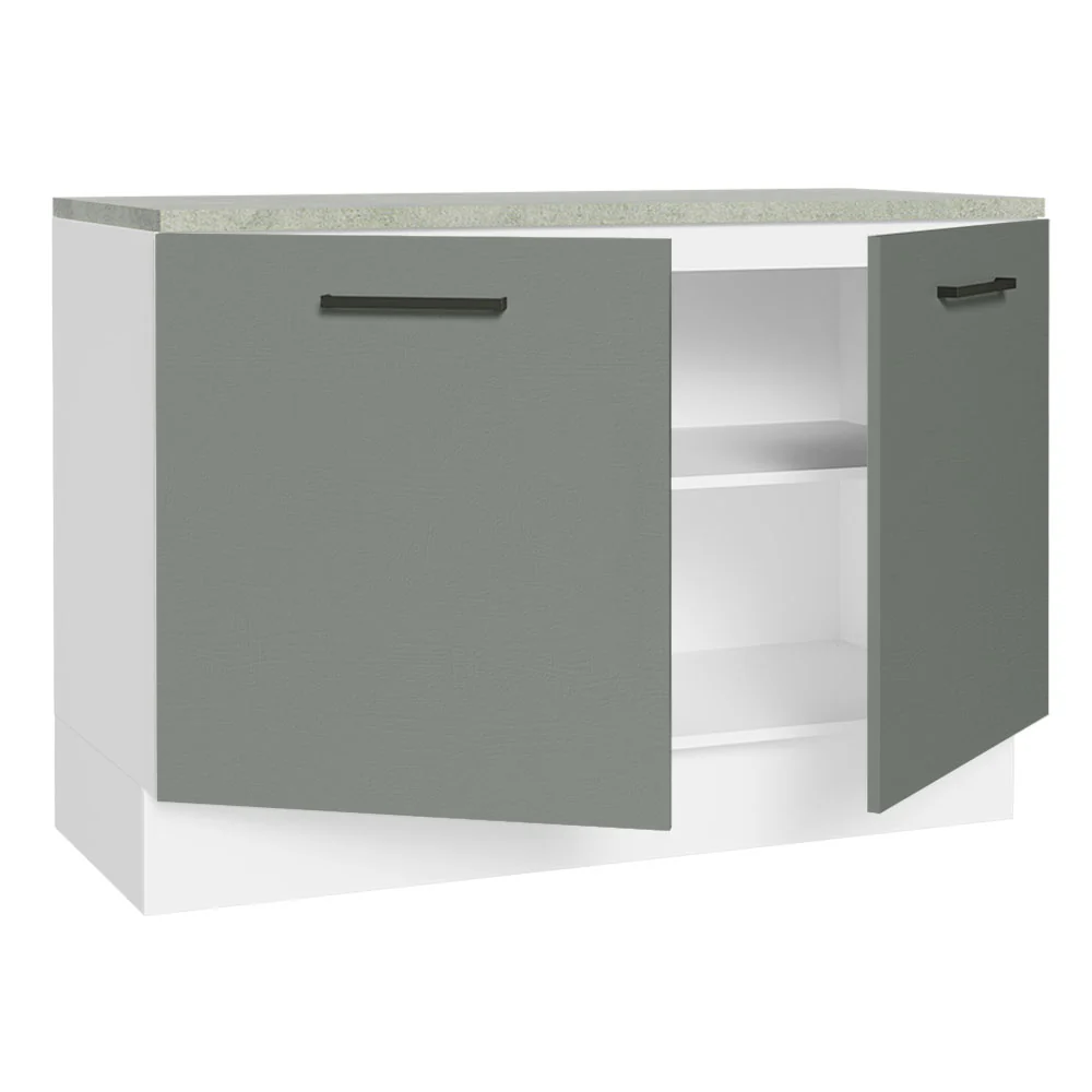 Balcão Cozinha 2 Portas (Com Tampo) Branco/Cinza Agata Madesa - Image 4