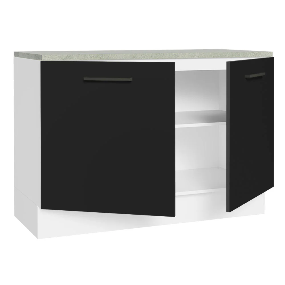 Balcão Cozinha 2 Portas (Com Tampo) Branco/Preto Agata Madesa - Image 4