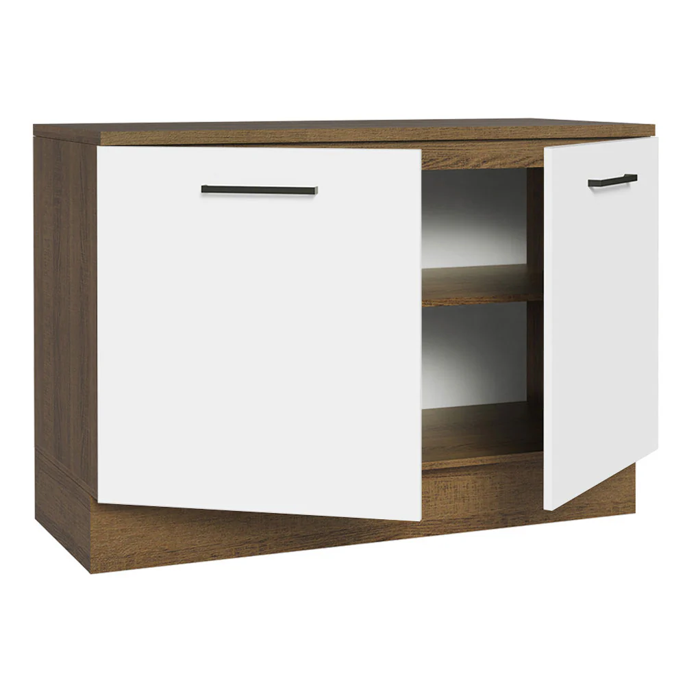 Balcão Cozinha 2 Portas (Com Tampo) Rustic/Branco Agata Madesa - Image 4