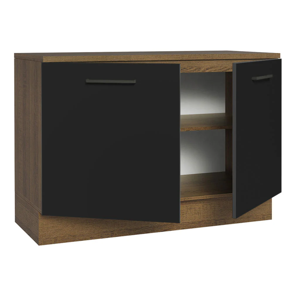 Balcão Cozinha 2 Portas (Com Tampo) Rustic/Preto Agata Madesa - Image 4