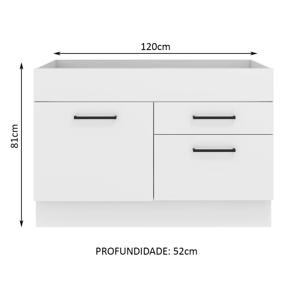 Balcão de Pia Madesa Agata 1 Porta e 2 Gavetas Branco - Image 2