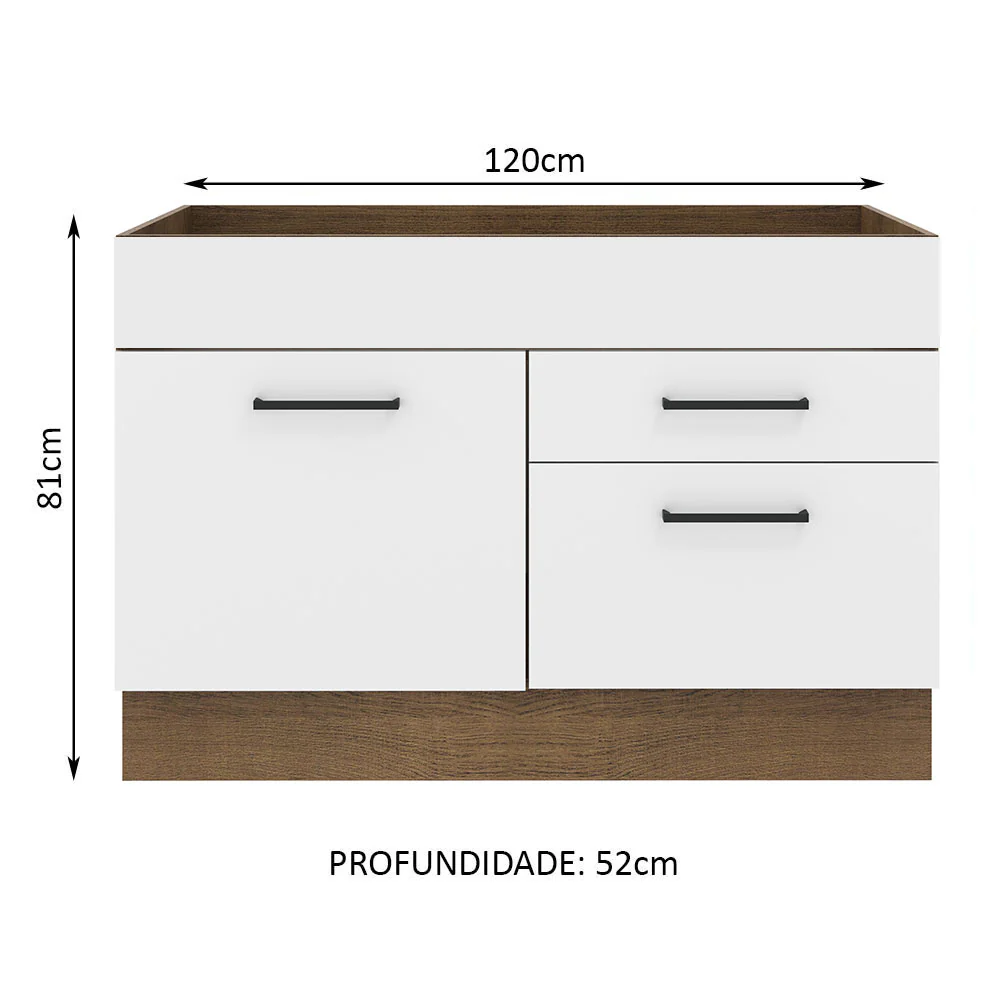 Balcão de Pia Madesa Agata 1 Porta e 2 Gavetas Rustic/Branco - Image 2